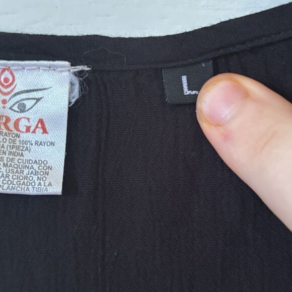 Embroidered Mexican Women Midi Dress Colorful Sleeveless Black L Bohemian Floral - Picture 6 of 10